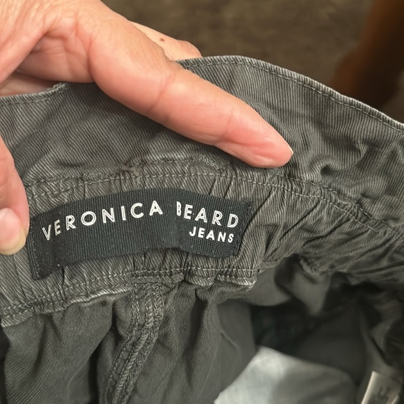 Veronica Beard Tedi Tapered High Rise Button Fly/ Paperbag Jeans in Army Green - Picture 12 of 14